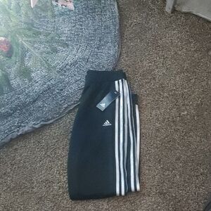 Adidas Kids Black Joggers with White Stripes